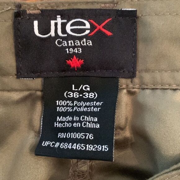 Utex Canada Army Olive Green Convertible Quick Dry Hiking Pants Sz L - Picture 3 of 8
